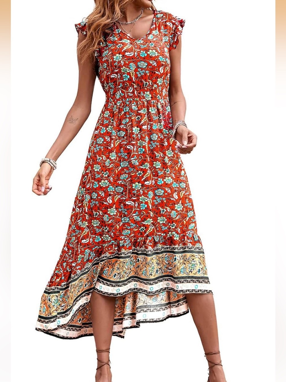 🌸 Boho Floral High-Low Dress | Women's XL